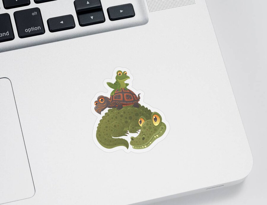 Alligator Sticker featuring the digital art Swamp Squad by John Schwegel