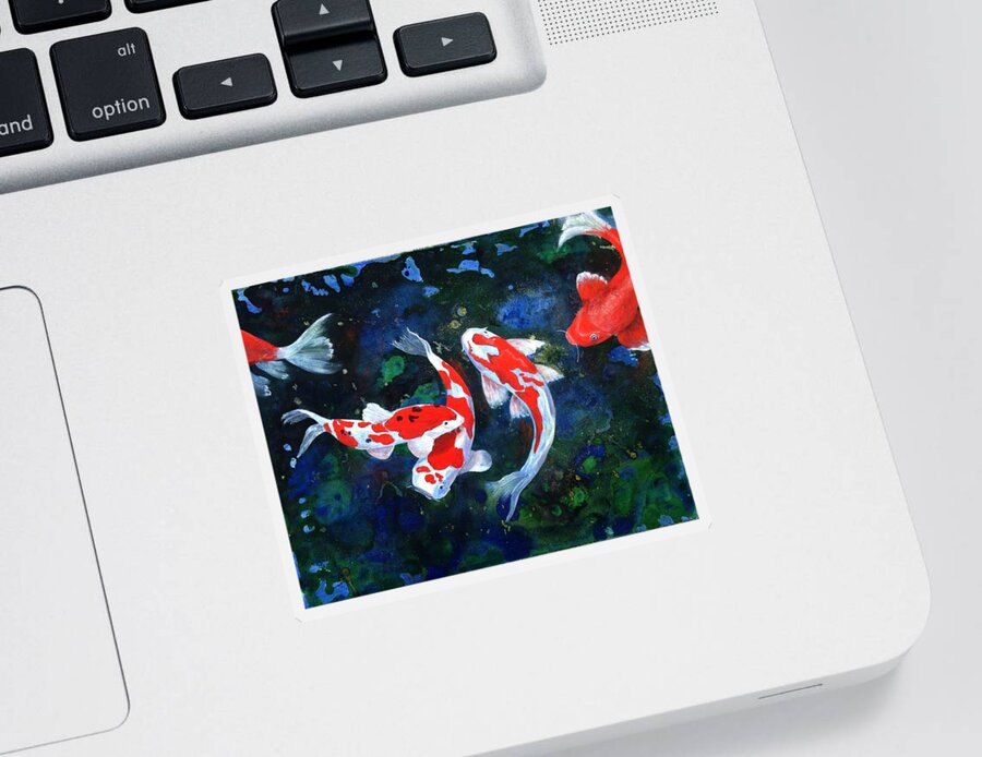 Koi Art Sticker featuring the painting Swimming in Peace by Teresa Fry