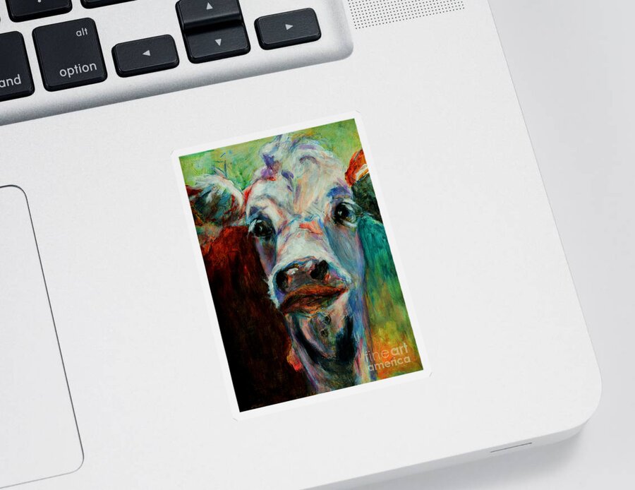 Swiss Sticker featuring the painting Swiss Cow - 1 by David Van Hulst