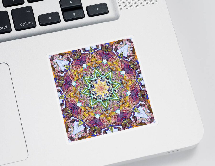 Mandala Sticker featuring the photograph Symmetrical Colors Abstract by Phil Perkins