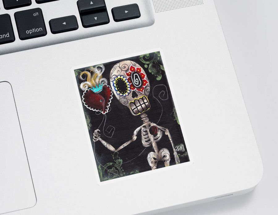 Day Of The Dead Sticker featuring the painting Take my Heart by Abril Andrade