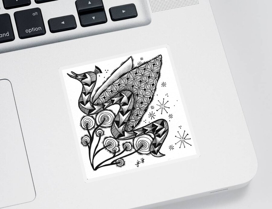 Serpent Sticker featuring the drawing Tangled Serpent by Jan Steinle