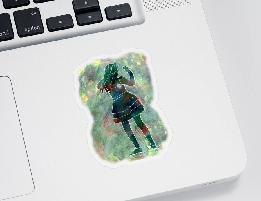 Silhouette Sticker featuring the painting Tap Dancer 1 - Green by Lori Kingston