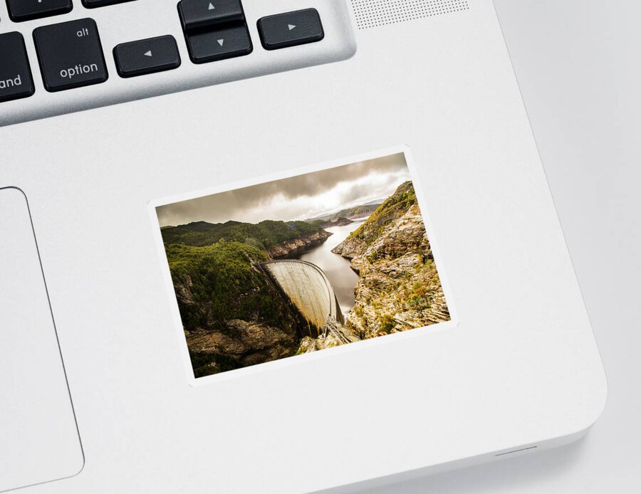 Dam Sticker featuring the photograph Tasmania Hydropower Dam by Jorgo Photography