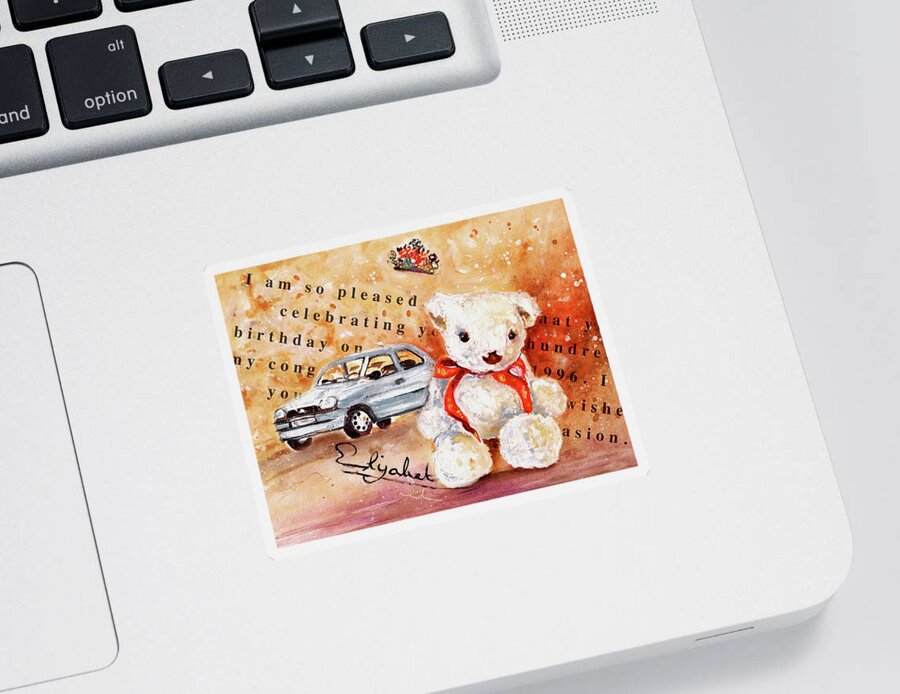 Truffle Mcfurry Sticker featuring the painting Teddy Bear William by Miki De Goodaboom