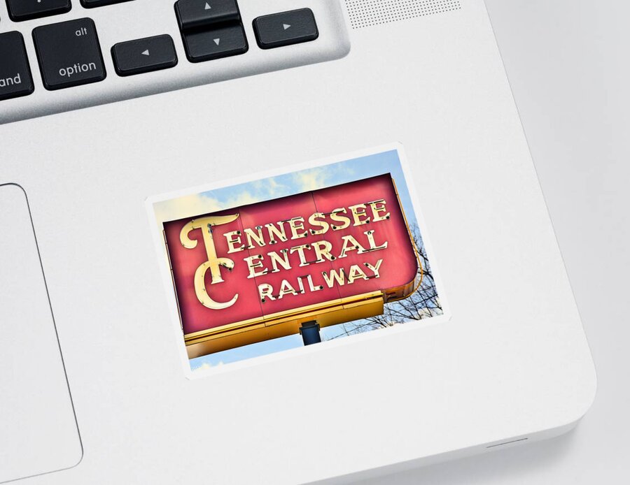 Tennessee Central Railway Sign Sticker featuring the photograph Tennessee Central Railway Sign by Lisa Wooten