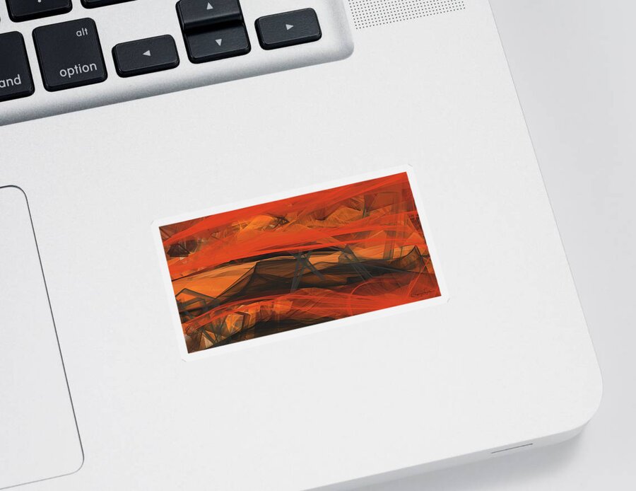 Orange Sticker featuring the painting Terracotta Orange Modern Abstract Art by Lourry Legarde