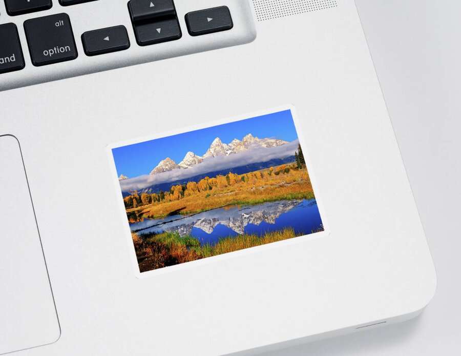 Tetons Sticker featuring the photograph Teton Peaks Reflections by Greg Norrell