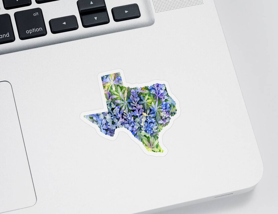 Texas Sticker featuring the painting Texas Blue Texas Map on White by Hailey E Herrera