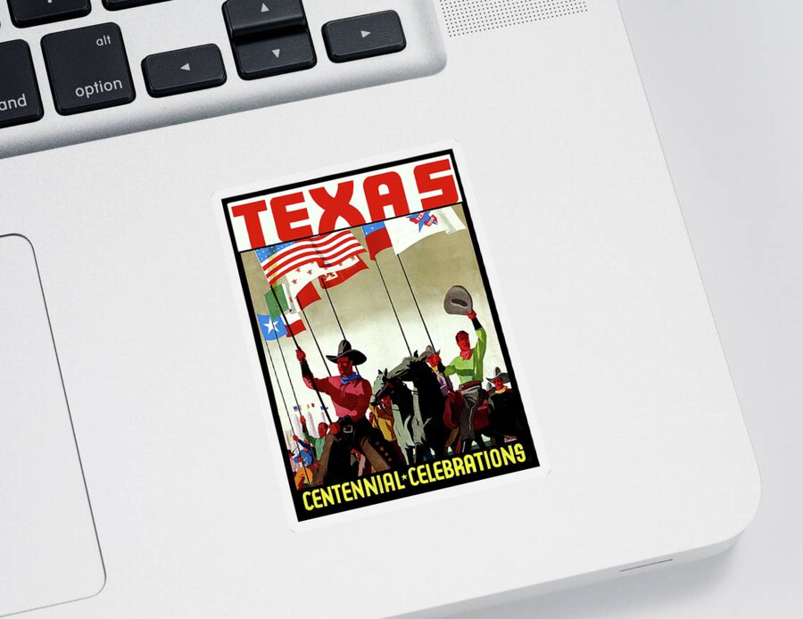 Texas Sticker featuring the painting Texas, Centennial Celebrations by Long Shot