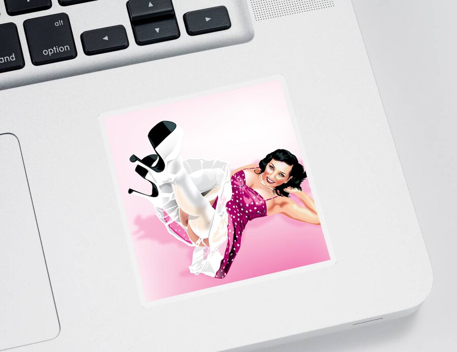 Elizabeth Olmos Sticker featuring the digital art Texas Pin Up Girl by Brian Gibbs