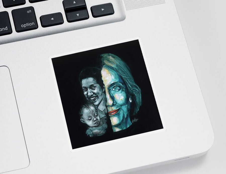 Hillary Clinton Sticker featuring the painting Thanks to Dorothy and Charlotte by Konni Jensen