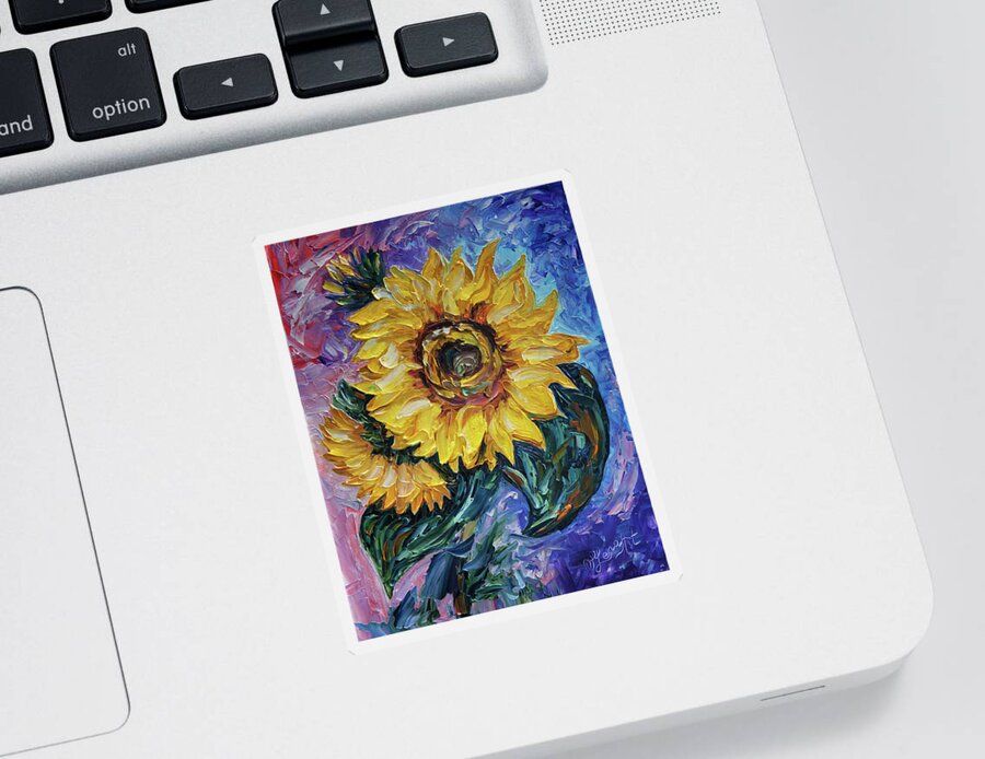 Olena Art Sticker featuring the painting That Sunflower From The Sunflower State Palette Knife Technique by OLena Art