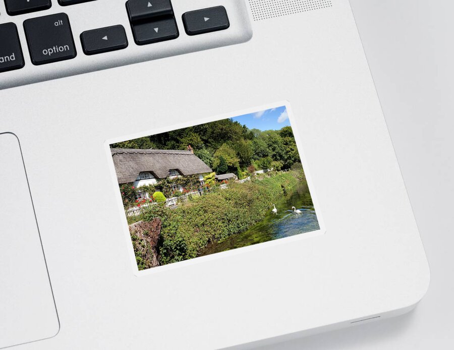 Cottage Sticker featuring the photograph Thatched Cottages of Hampshire 16 by Shirley Mitchell