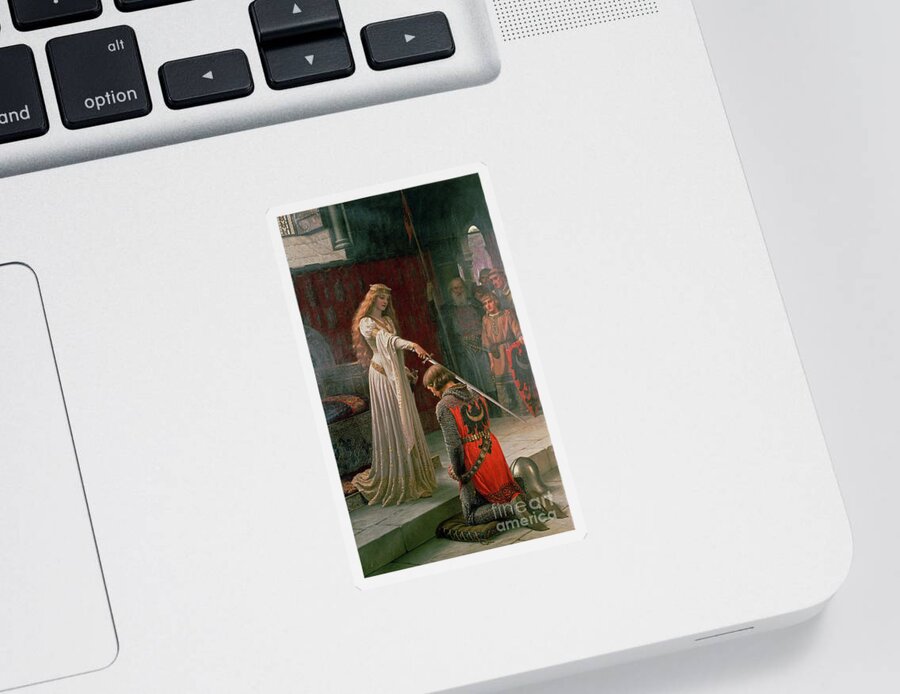 The Sticker featuring the painting The Accolade by Edmund Blair Leighton
