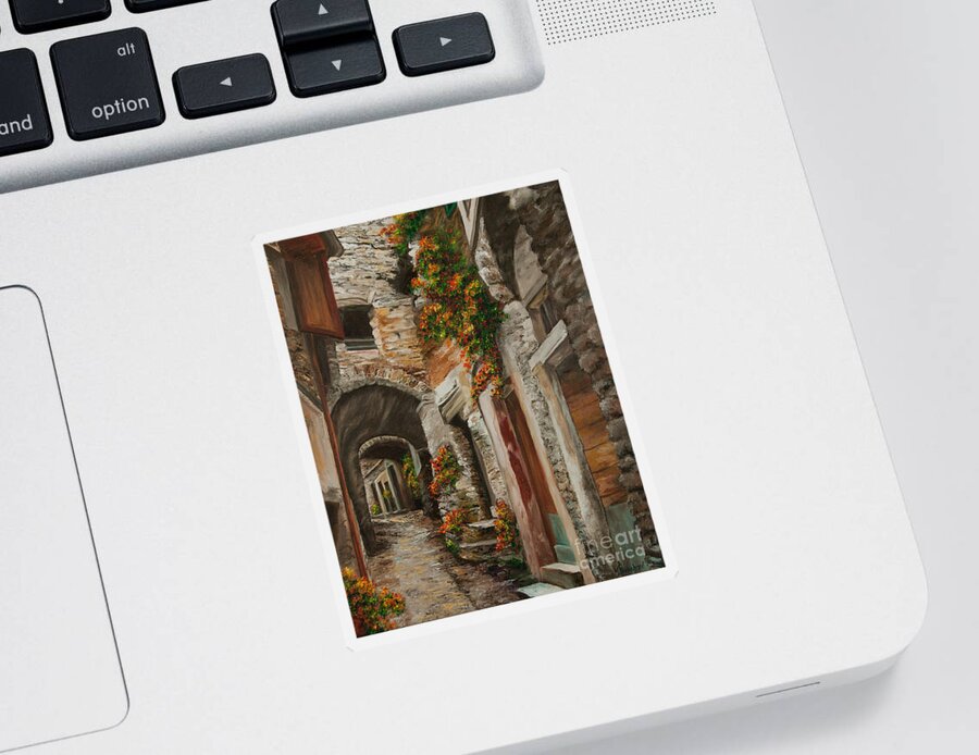 Italy Street Painting Sticker featuring the painting The Alleyway by Charlotte Blanchard