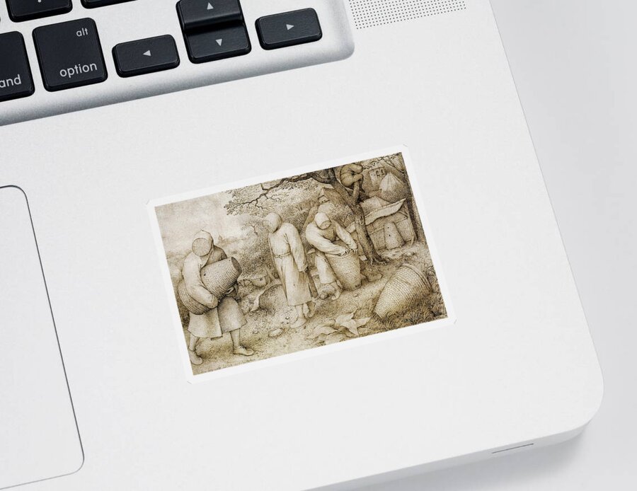 Netherlandish Painters Sticker featuring the drawing The Beekeepers and the Birdnester by Pieter Bruegel the Elder