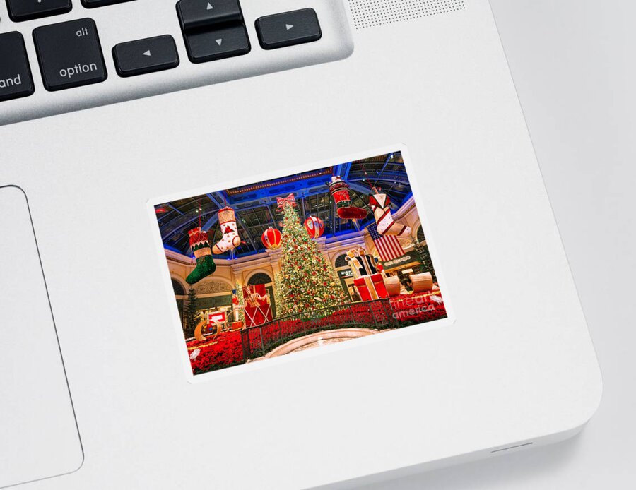Bellagio Conservatory Sticker featuring the photograph The Bellagio Christmas Tree 2015 by Aloha Art