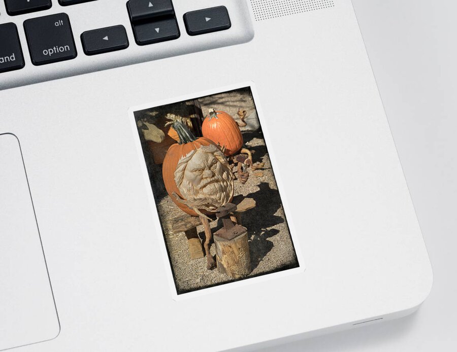 Pumpkin Sticker featuring the photograph The Blacksmith 2 by Teresa Wilson