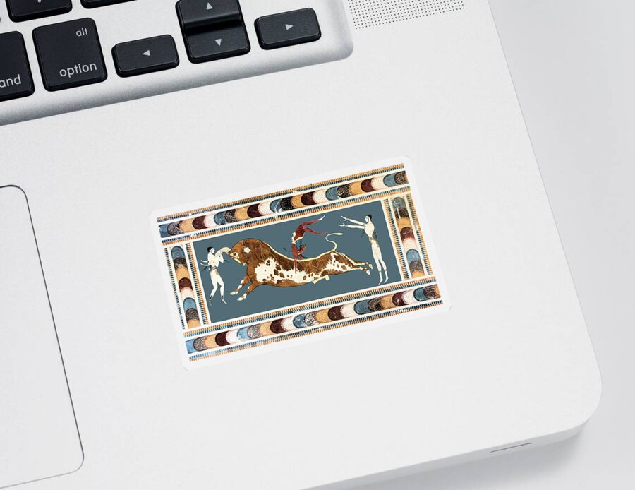 Bull Sticker featuring the painting The Bull of Knossos by Unknown