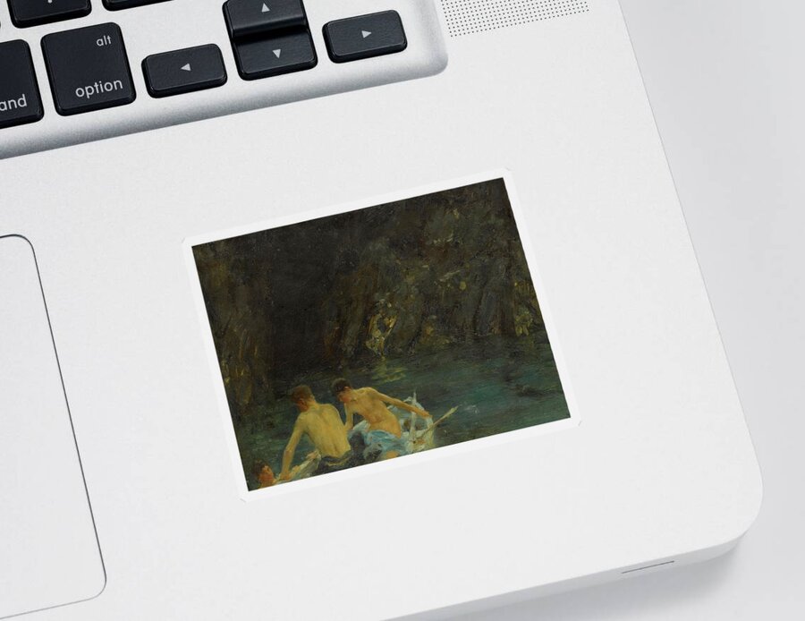 Cavern Sticker featuring the painting The Cavern by Henry Scott Tuke