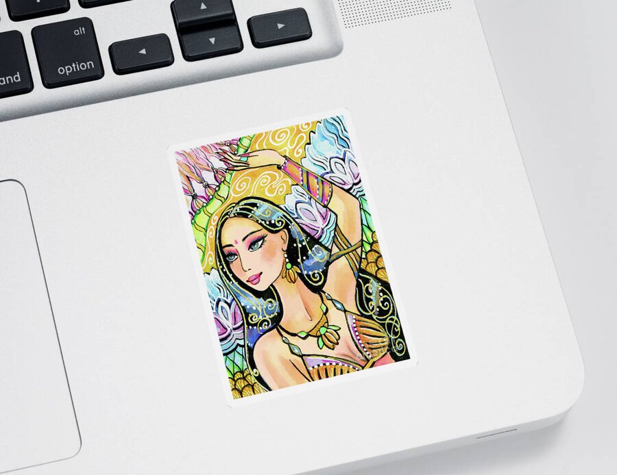 Belly Dancer Sticker featuring the painting The Dance of Daksha by Eva Campbell