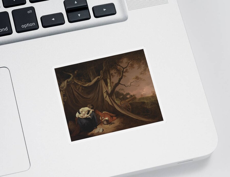Joseph Wright Sticker featuring the painting The Dead Soldier by Joseph Wright