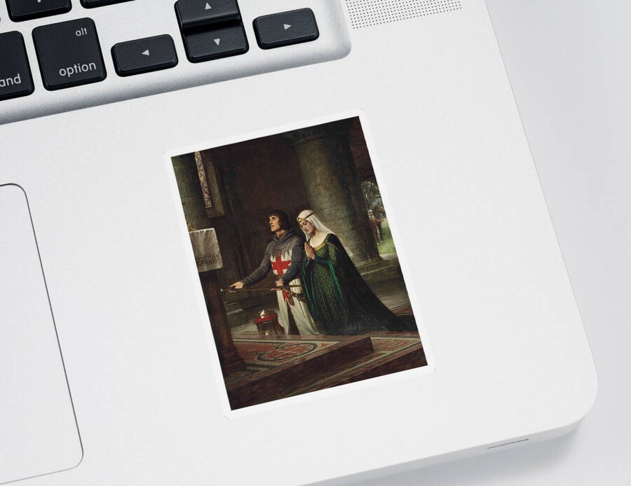 19th Century Art Sticker featuring the painting The Dedication by Edmund Leighton