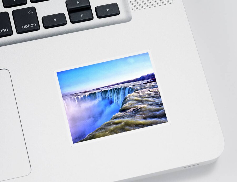 Niagara Falls Sticker featuring the digital art The Edge Of The World by Leslie Montgomery