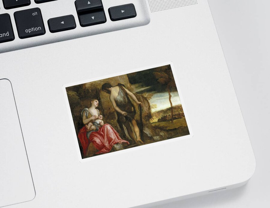 Paolo Veronese Sticker featuring the painting The family of Cain wandering by Paolo Veronese