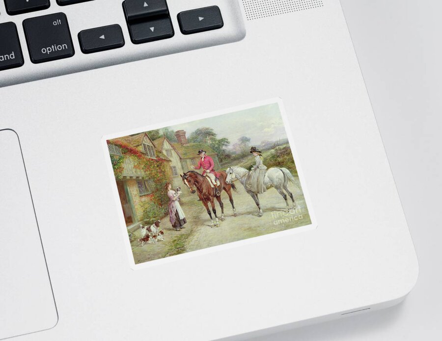 Heywood Hardy Sticker featuring the painting The first break in the family by Heywood Hardy by Heywood Hardy
