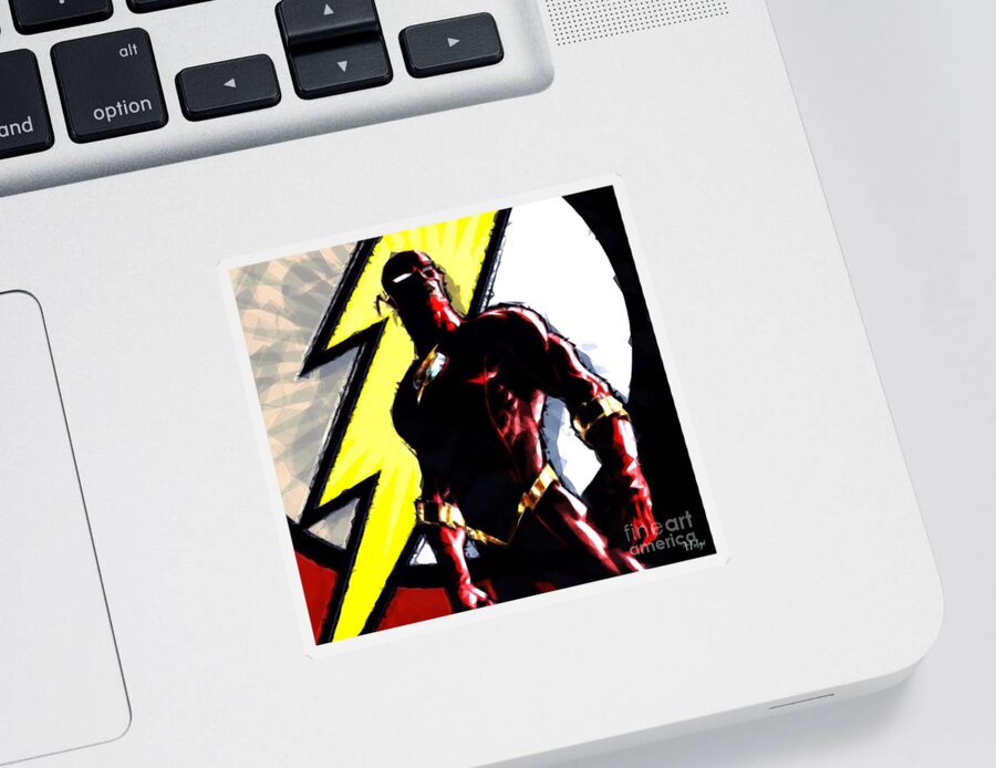 Flash Sticker featuring the digital art The Flash by HELGE Art Gallery