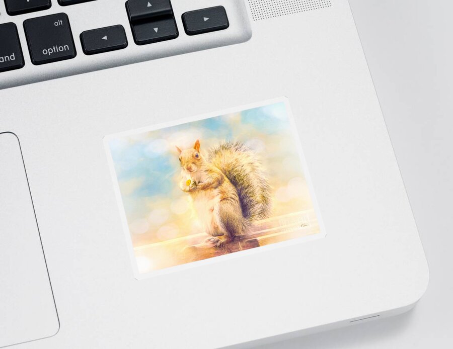 Squirrel Sticker featuring the photograph The Flower Girl by Tina LeCour