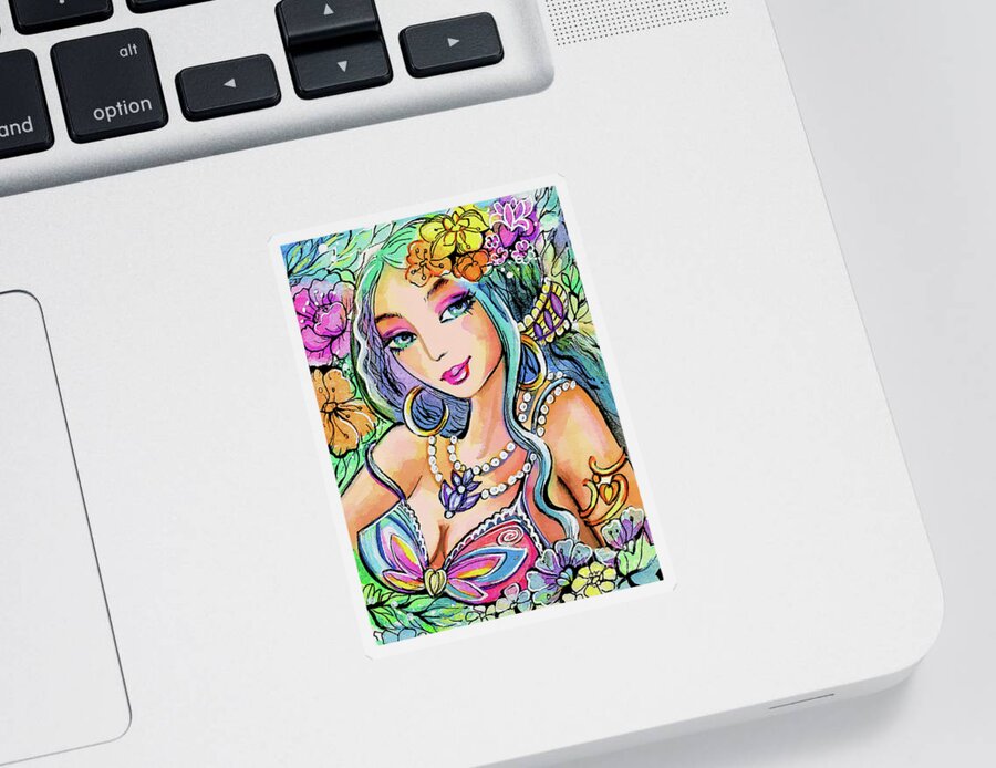 Beautiful Eastern Woman Sticker featuring the painting The Flowery Stream by Eva Campbell