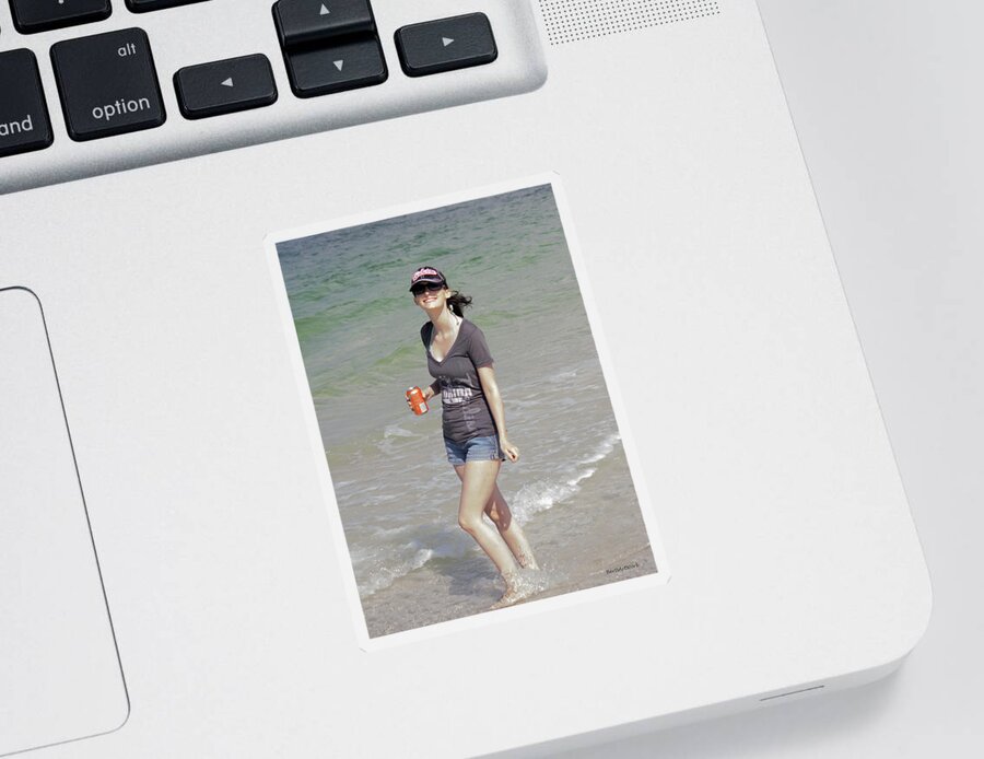 Sea Sticker featuring the photograph The Girl in the Sea by Roberta Byram