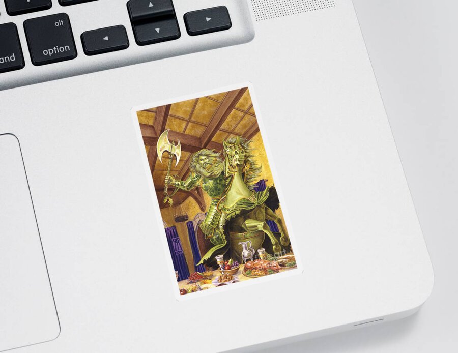 Fine Art Sticker featuring the painting The Green Knight by Melissa A Benson