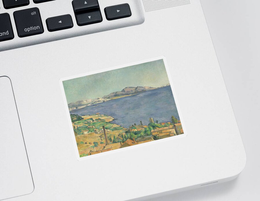 19th Century Art Sticker featuring the painting The Gulf of Marseilles Seen from L'Estaque by Paul Cezanne