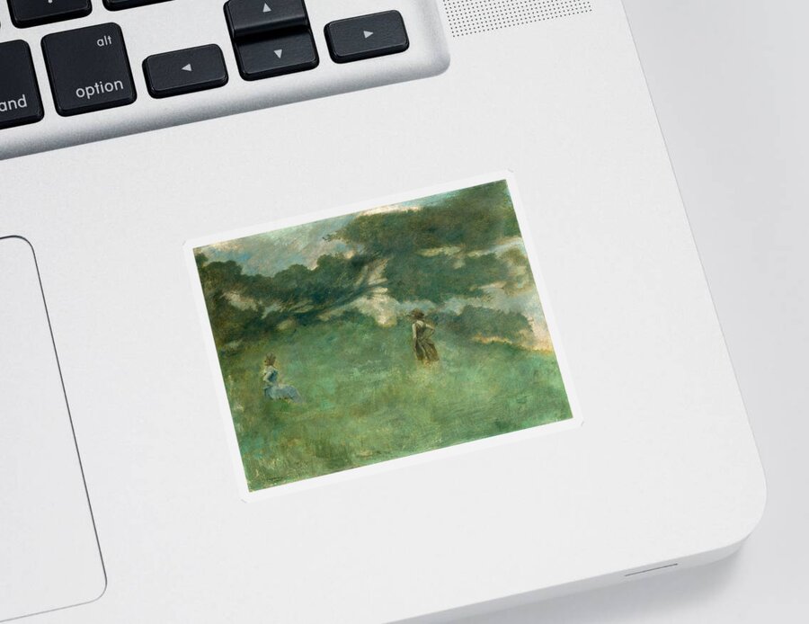 Thomas Dewing Sticker featuring the painting The Hermit Thrush by Thomas Dewing