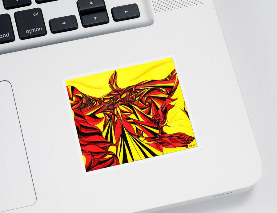Abstract Sticker featuring the drawing The Iron Lion by Robert Nickologianis