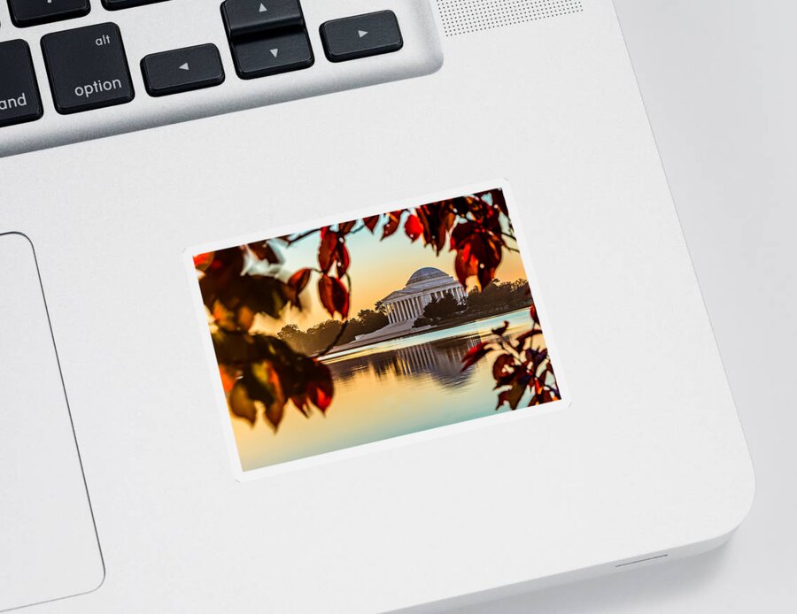 Leaves Sticker featuring the photograph Jefferson in Autumn by Ed Clark