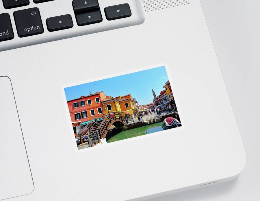 Burano Sticker featuring the photograph The Main Street On The Island Of Burano, Italy by Rick Rosenshein