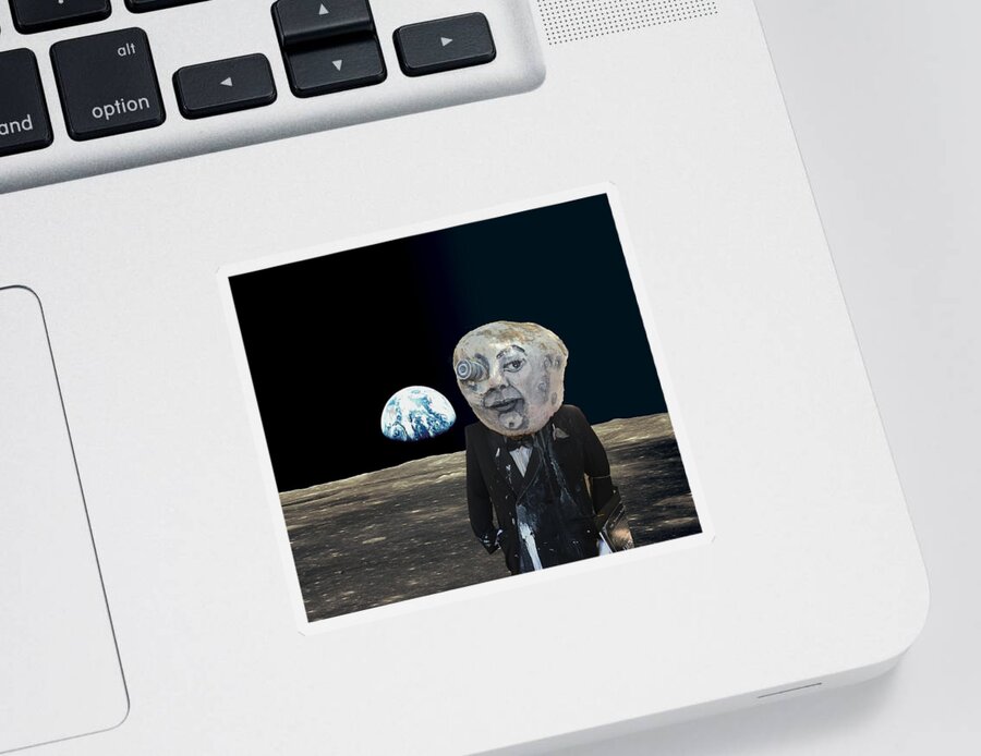 Art Sticker featuring the digital art The Man in the Moon by Rafael Salazar