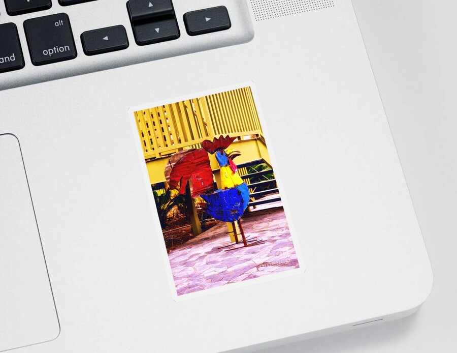 Rooster Sticker featuring the photograph The Multi-Colored Rooster by Frances Ann Hattier