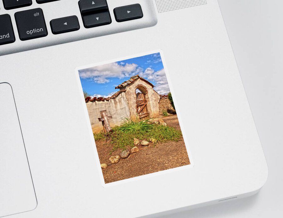 California Missions Sticker featuring the photograph The North Gate - Mission San Miguel Arcangel, California by Denise Strahm