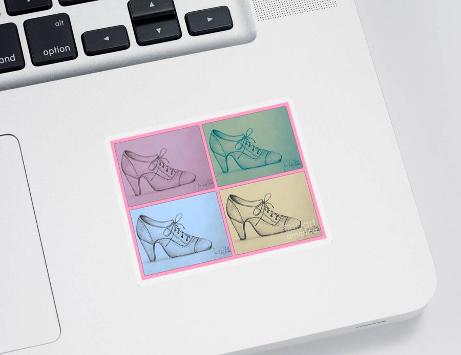 Pop Art Sticker featuring the drawing The Right Shoe Pop Art by Joan-Violet Stretch