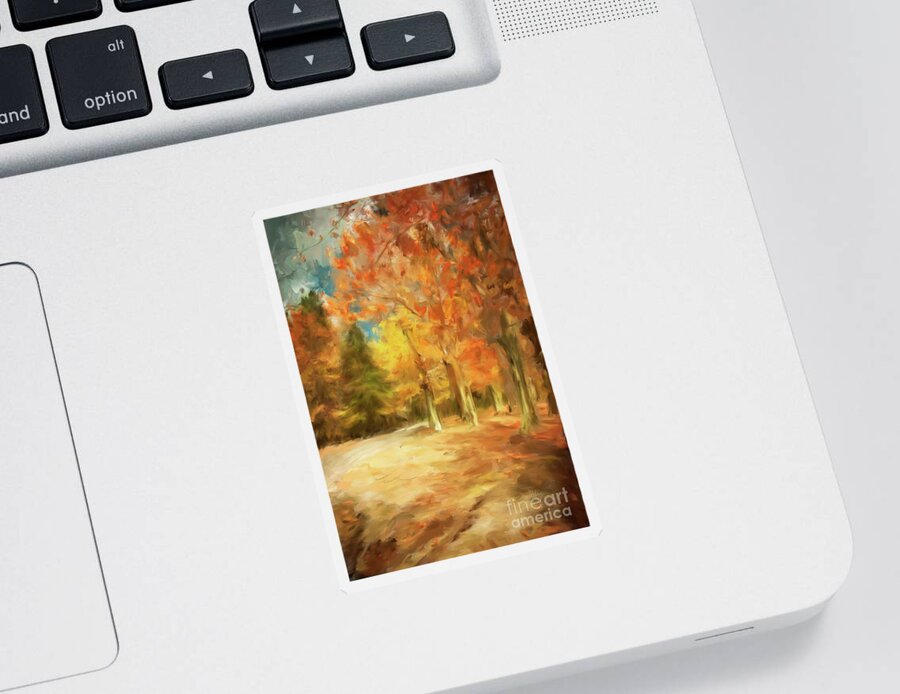 Autumn Sticker featuring the digital art The Road Home by Lois Bryan