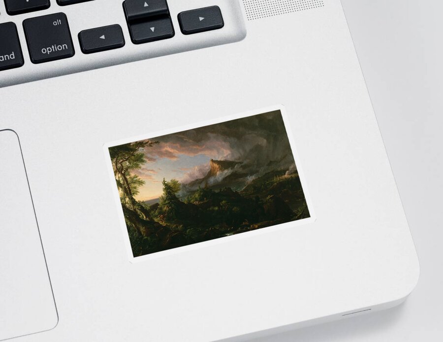 Thomas Cole Sticker featuring the painting The Savage State by Thomas Cole