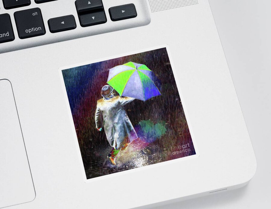Joy Sticker featuring the photograph The Sheer Joy of Puddles by LemonArt Photography