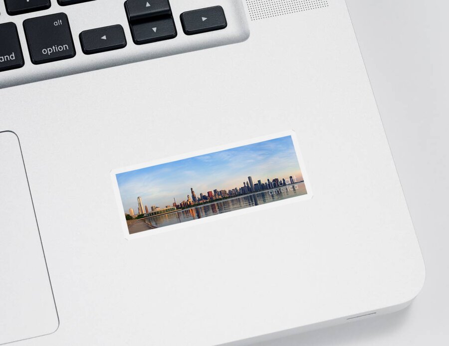 Built Structure Sticker featuring the photograph The Skyline of Chicago at Sunrise by David Levin