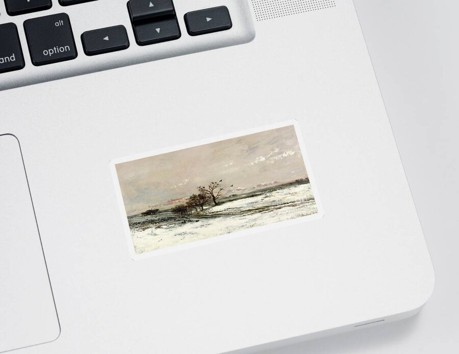 The Sticker featuring the painting The Snow by Charles Francois Daubigny